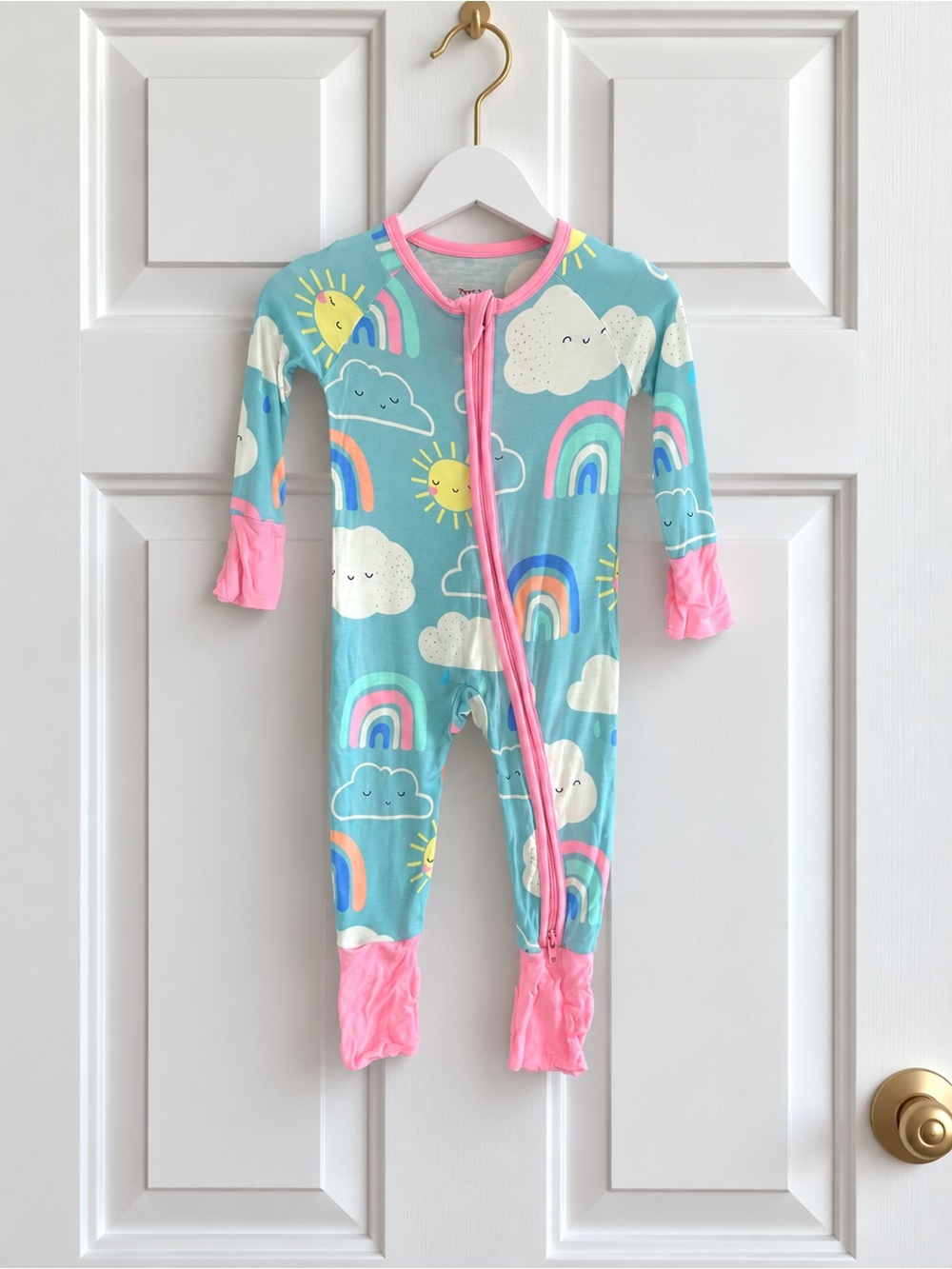 Little Sleepies 0-3M Rainbow Sunshine Bamboo Zippy Convertible Pajamas